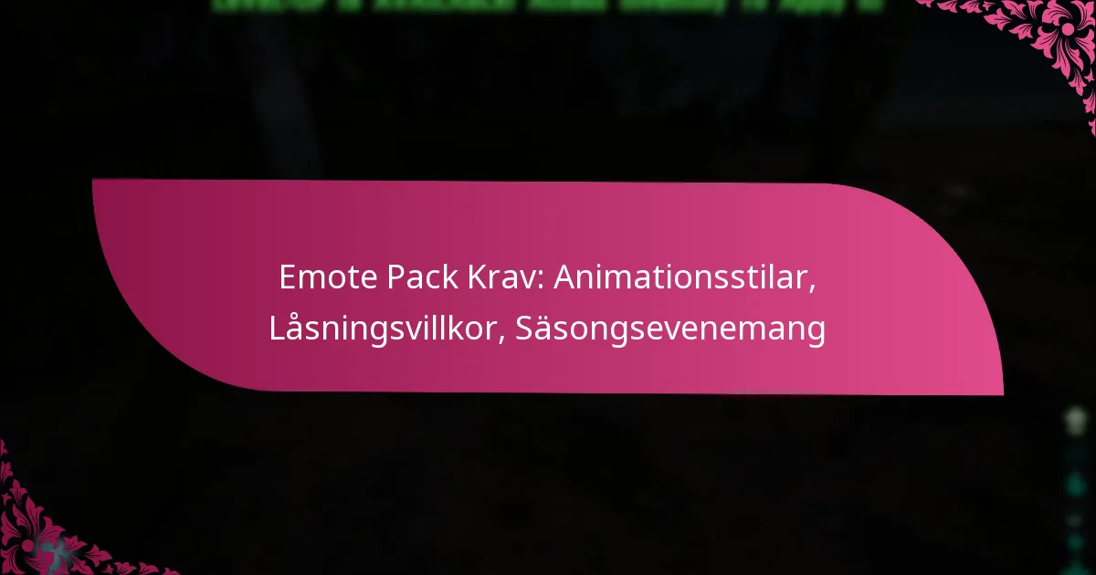 Emote Pack Krav: Animationsstilar, Låsningsvillkor, Säsongsevenemang