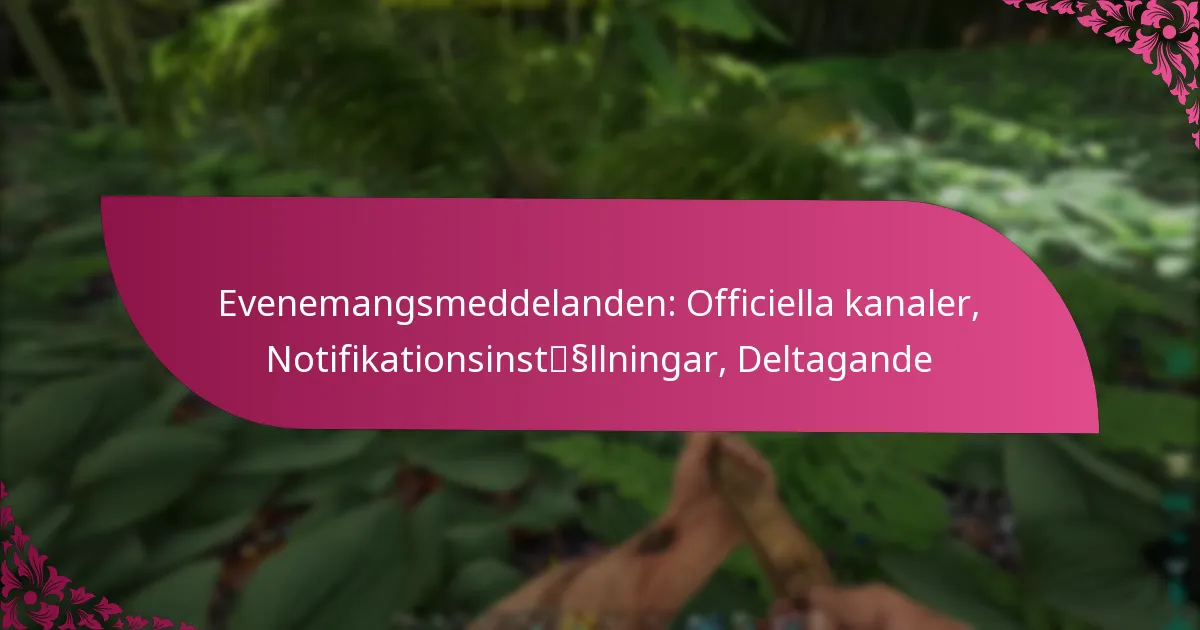 Evenemangsmeddelanden: Officiella kanaler, Notifikationsinställningar, Deltagande
