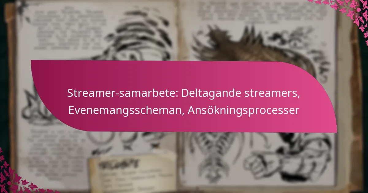 Streamer-samarbete: Deltagande streamers, Evenemangsscheman, Ansökningsprocesser