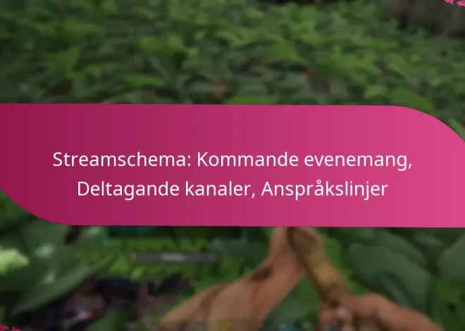 Streamschema: Kommande evenemang, Deltagande kanaler, Anspråkslinjer