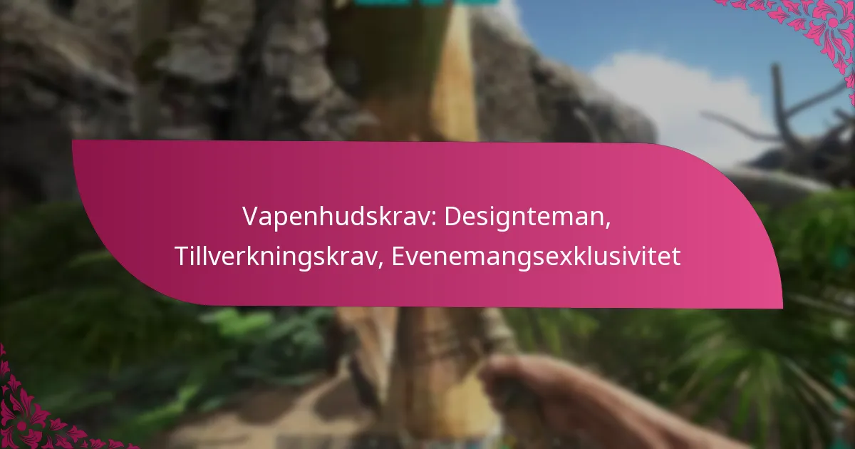 Vapenhudskrav: Designteman, Tillverkningskrav, Evenemangsexklusivitet