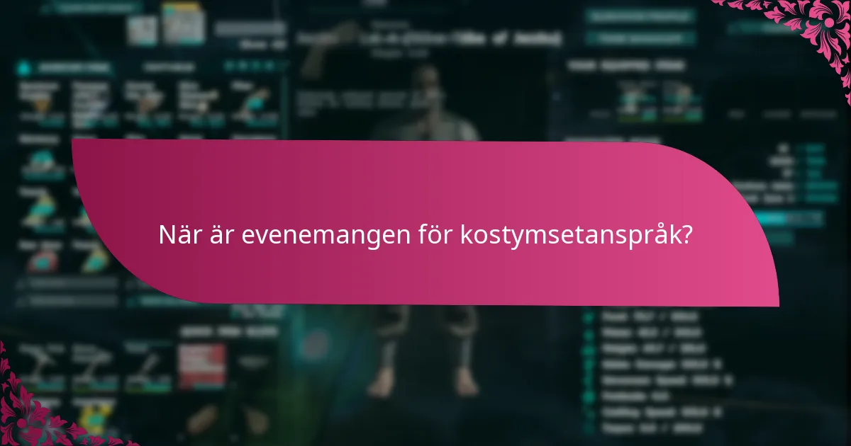 När är evenemangen för kostymsetanspråk?